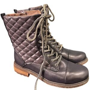 b.o.c. Combat Boots Women 7M Navy Quilted Cap Toe Urban Moto Utility Edgy Rugged